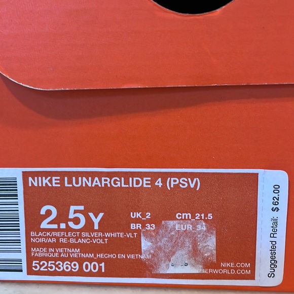 NWT, Nike lunarglide, youth size 2.5 - Picture 5 of 6